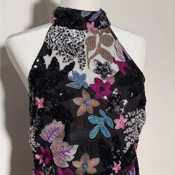 Elie Tahari Alana Embellished Sequin Dress Evening Dress Cocktail Event Party - Picture 4 of 10